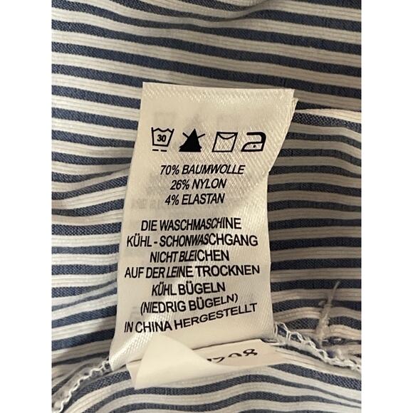 Carolina Belle White Blue Striped High Waisted Straight Trousers Dress Pants 8 - Picture 5 of 5